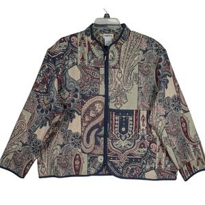 BonWorth XL‎ Petite Tapestry Jacket  Paisley Print Full Zip Up Coat